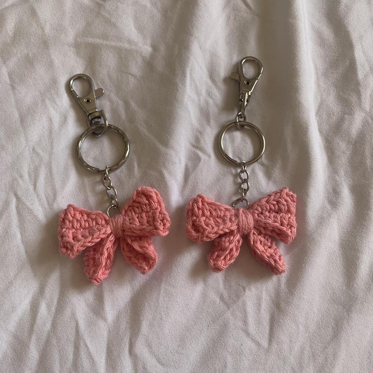 Handmade crochet bow keychains