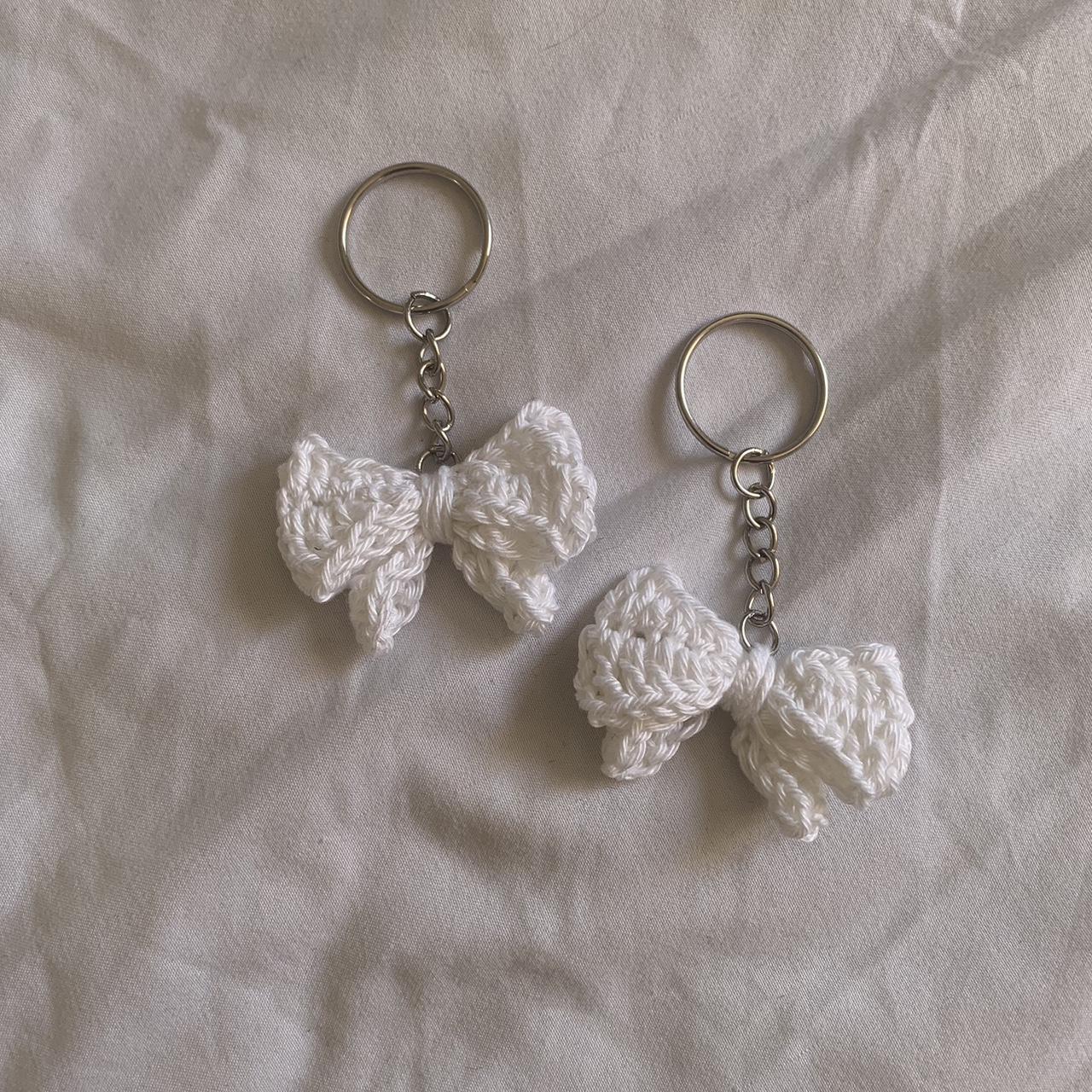 Handmade crochet bow keychains